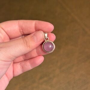 Lavender purple chalcedony Silver Pendant Necklace